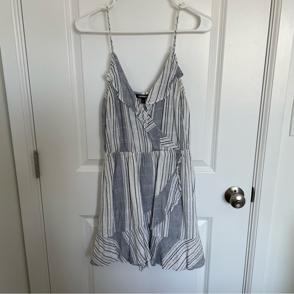 Express Dresses & Skirts - Blue & White Stripped Ruffle Dress